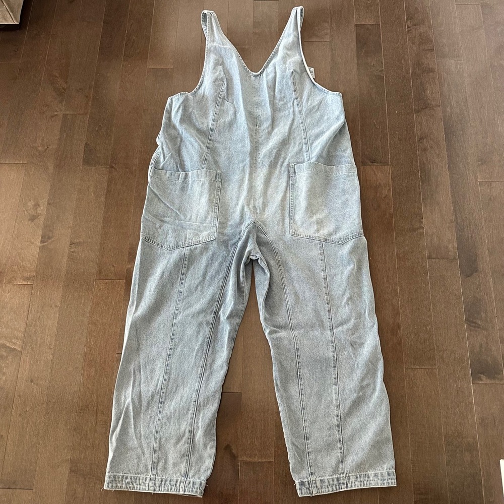 Bibi‎ Womens Slouchy Relaxed Overalls Boho Festival Light Wash XL